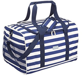 KitchenCraft We Love Summer Extra-Large Nautical-Striped Family Cool Bag, 3 L (6.5 gal) – Navy Blue/White