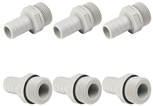 Othmro Lot de 6 raccords de tuyau de 25,5 mm à 16 mm - Raccord cannelé en PVC - Filetage mâle - Pour tuyau d'arrosage - Raccords de tuyau de jardin - 16-6