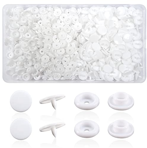 TOAOB 150 Set Corchetes de Presión 12 mm Botones de Presión Redondos de Blanco T5 Plástico Botón de Presión para Ropa DIY y Manualidades DIY Coser Artesanía