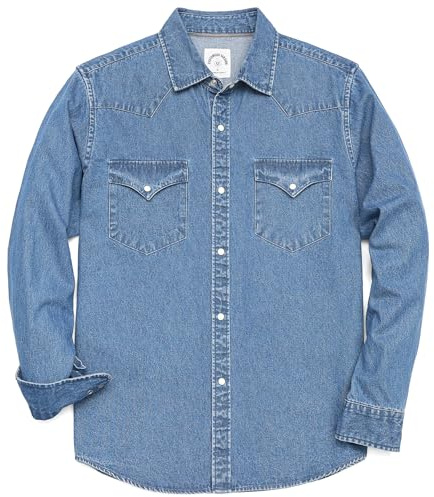 Dubinik® Långärmad Jeansskjorta Herr Fritidsskjorta för Män Pearl Snap Western Arbetsskjorta