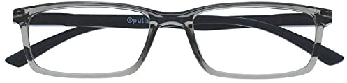 OPULIZE See - Lunettes Anti-Lumière Bleue Monture Étroite Charnières à Ressort Améliore le Sommeil Jeux Ordinateur Gris Hommes Femmes B9-7
