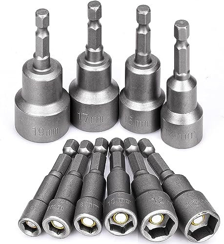 HATANSE 10 Piezas Llave de Vaso 6mm - 17mm Llaves de Vaso para Taladro Magnético para Pernos o Tuercas Hexagonales y Taladros Eléctricos
