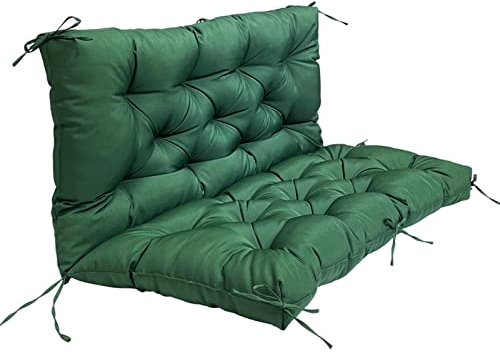 UVCMDUI Colchoneta Jardin Balancin, Cojin Exterior Terraza con Respaldo, Colchoneta Banco Jardin Impermeable para Exteriores, Patio, Tumbona,Verde,150x100x10cm