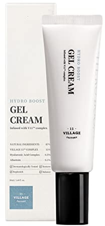 [VILLAGE 11 FACTORY] HYDRO BOOST GEL CREAM (50ml) Koreanische Hautpflege – Feuchtigkeitsspendende und beruhigende Gel-Gesichtscreme – Hyaluronsäure und Kamille – 87% natürliche Inhaltsstoffe – vegane