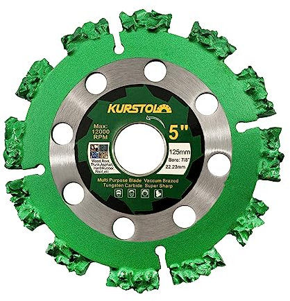 KURSTOL Trennscheibe für Wurzeln - 125mm x 22,23mm Premium Qualität Hartmetall Trennscheibe für Baumstamm, Holz, Hartgummi, Kunststoff