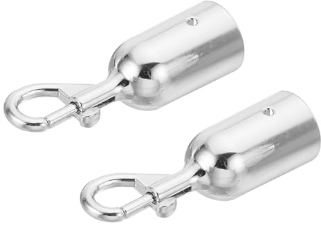 PATIKIL 1.2 Stanchion Rope End Stopper, 2 Pack Cord End Caps Barrier Rope End Cap Snap Hooks for Crowd Control Queue Divider, Silver