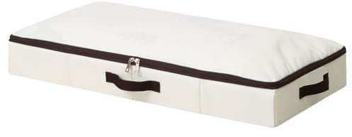 iwill CREATE PRO 75 * 38 * 10 cm, Starre Aufbewahrungsbehälter für Kleidungsstücke unter dem Bett, zusammenklappbar und waschbar, weicher Reißverschlussdeckel, Beige