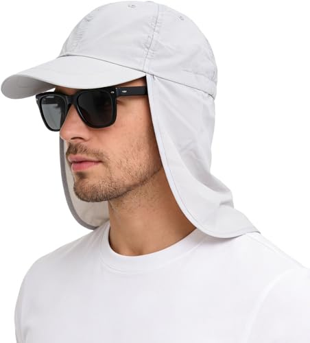 EINSKEY Gorra de béisbol unisex con solapa para el cuello, impermeable, plegable, para golf, jardín, safari, senderismo, pesca, correr, Gris claro, talla única