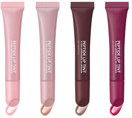 5 Farben Peptid Lip Tint Set Hydrating Lipgloss Set Sheer Colour Langanhaltende nährende glänzende Gelee Plumping Glossy Finish Nicht-klebrige frische klare glatte Lippenpflege