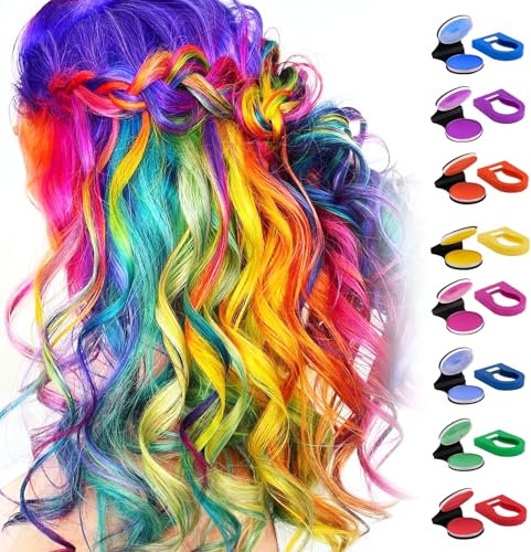 8 Pezzi Colorazioni per Capelli Lavabili per Bambini Gessi Colorati per Capelli Colore per Capelli Temporaneo per Donne Bambini Matrimoni Trucco Carnevale Styling Temporaneo per Capelli