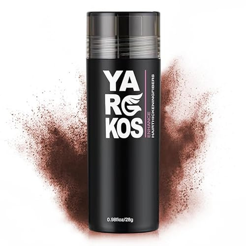 Yargkos fibras capilares para cabello fino o para rellenar el cabello fino, fibras capilares (28g), polvo capilar para un aspecto más grueso y voluminoso al instante - ROJO-marrón