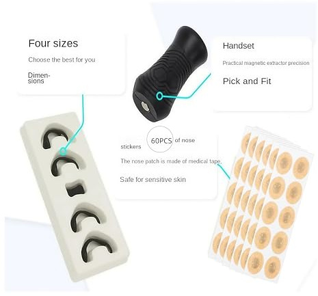 Magnetic Nasal Strips for Breathing - 60pcs Anti Snoring Solution with Magnetic Nose Strips for Sleep Apnea & Snoring Relief | Nasal Strips for Clearer Airway & Comfortable Sleep (Black)