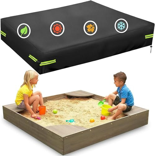 OUTTDID Square Sandbox Cover, 420D Garden Waterproof Sand Pit Cover Dustproof Protection Sandpit Pool Cover Black Sand Box Canopy with Drawstring Avoid the Sand and Toys Contamination - 185CM