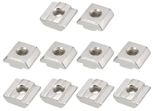 TOP-VIGOR M6 Sliding T Slot Nuts 30Pcs, Nickel Plated Carbon Steel Hammer Head Roll-in T-Nuts for 3030 Aluminium Extrusion Profile, T-Slot Fasteners for CNC and 3D Printer Assembly