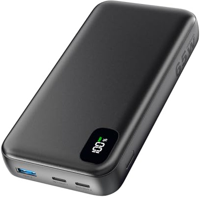 Batería Externa Portátil 65W, Cargador Portátil 20000mAh, Batería Externa de Gran Capacidad con 2 Puertos USB-C y 1 Puerto USB-A para Laptop, Pad, Phone 17/16/15/14 Serie, Galaxy S25, etc.