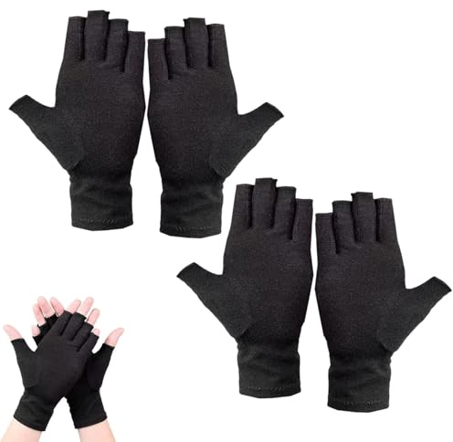 forbany Guantes Fisioprim Artrosis 2 Pares Semi-Dedos Para Alivio Del Dolor Comodidad Y Soporte Diario Para Manos (S)