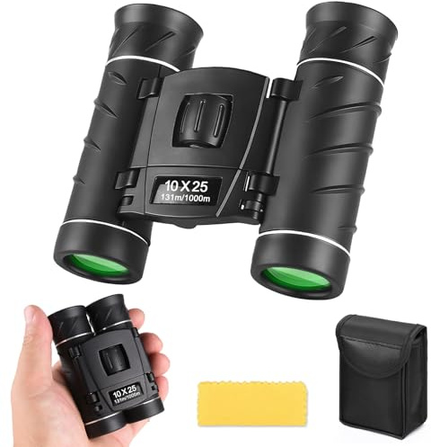 Flintronic 10X25 Binoculars for Adults, Compact Binoculars with BAK4 Prism, FMC Green Film, Easy Focus High Powered Binocular for Bird Watching Outdoor Sports Concerts Hunting Travel Camping