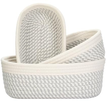 VINATO Cestino Portaoggetti, Set da 3 Cestino Bagno Multifunzione Organizzatore (3 Misure) - per Bagno, Cucina, Camera dei Bambini e Decorazione