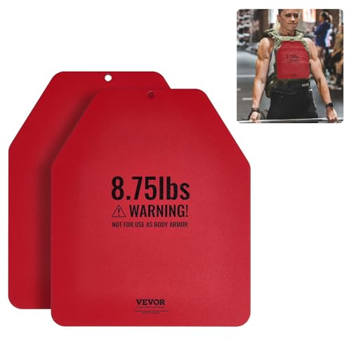 VEVOR Plaque pour Gilet Lesté, Plaques de Lestage en Acier 2 Pièces de 4 kg, pour Course à Pied Jogging Randonnée Entraînement Croisé Fitness Musculation, Poids pour Veste Lestée, Gilet Non Inclus