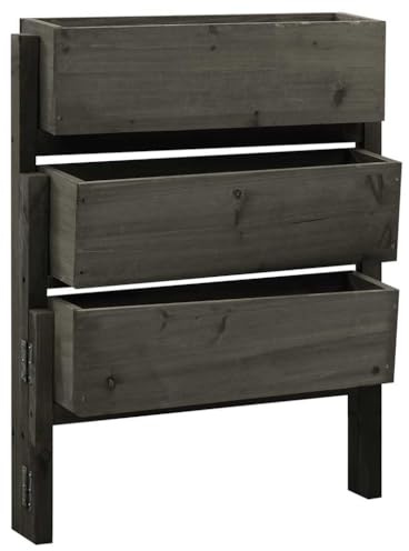 Yisssmeng Fioriera pieghevole grigio, 60 x 14 x 75 cm, in legno massiccio di abete, supporto per fiori con 3 fioriere, scala per piante, per giardino, balcone, terrazza, giardino verticale, aiuola