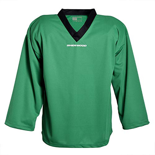 SHER-WOOD - Eishockey Trainingstrikot für Erwachsene I stilvolles Practice Jersey aus gelochtem, Grün, Gr. L