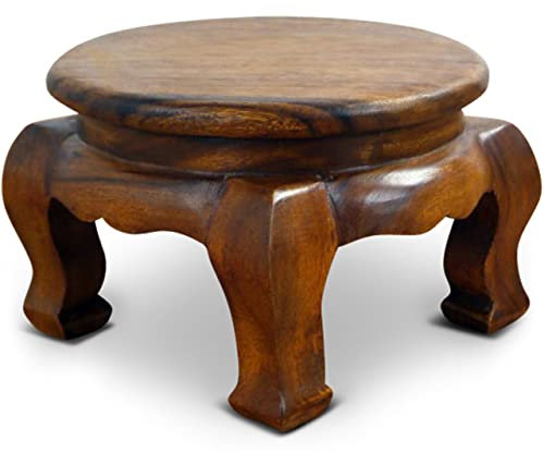 livasia Opiumtisch aus Massivholz – Ø40cm, 20cm hoch – Handgeschnitzter Beistelltisch Holz aus Thailand, Nachhaltig, Robust und Ästhetisch, Setzt Dekorative Akzente als Sofatisch (Braun)