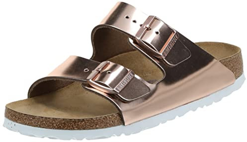 BIRKENSTOCK Classic 952093 Arizona Leder Softfootbed, Damen Pantoletten, Braun (Metallic Copper), 42 EU (8 UK)