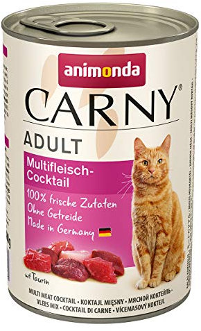 animonda Carny Katzen Nassfutter Multifleisch-Cocktail (6 x 400g), getreidefreies Katzen Nassfutter ohne Zucker, mit frischen fleischigen Zutaten