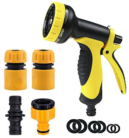 Topways® Gartenbrause Satz, 10 Einstellbare Bewässerung Muster Hochdruck Handsprüher Komplett-Set für 13 mm (1/2) Schläuche, Bewässerung Rasen, Autowaschen