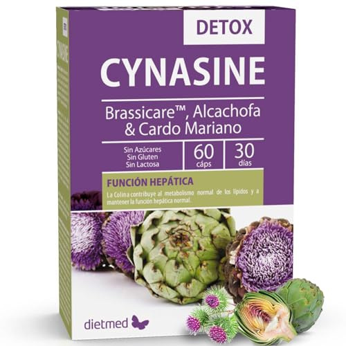 Detox Natural y Función Hepática - Con Brassicare™, Alcachofa y Cardo Mariano - Colina y Vitamina C - 60 Cápsulas Veganas, Sin Gluten - Dietmed Cynasine Detox