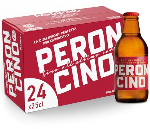 Peroncino Cassa con 24 Birre in Bottiglia da 25 cl, 6 L, Birra Lager con Malto 100% Italiano dal Gusto Moderatamente Amaro, Gradazione Alcolica 4.7% Vol