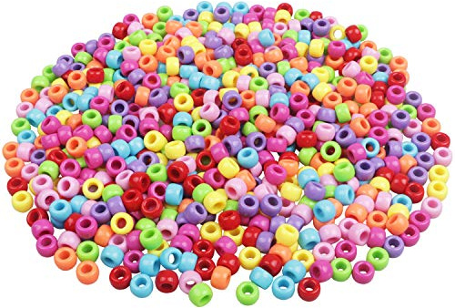 HUASUN Ponnypärlor 600 st 9 mm färgglada hantverk små lösa akrylpärlor plast för smyckestillverkning, heminredning, armband, halsband, nyckelring, telefonrem