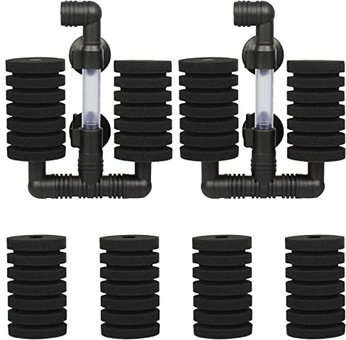 GZkushi 2 PCS Kit Filtre Exhausteur Aquarium Filtre d'aquarium Double avec 4 Éponges de Rechange pour Filtrage Biologique et Mécanique