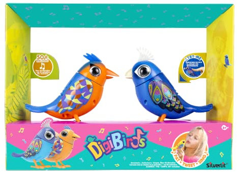 Rocco Giocattoli 88611 • 2 Uccellini Robot (Martin pescatore e Pavone) interaktives Vogel, Mehrfarbig, S