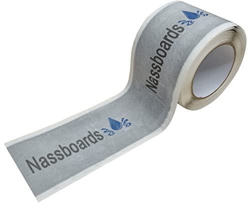 Nassboards Waterproof Tanking Tape - Aqua Elastic Self Adhesive Butyl Joining Permanent Strong Sealing Tape for Waterproofing Bathrooms, Shower Wet Rooms, Use Outdoors Indoors Preventing Leaks (5m)