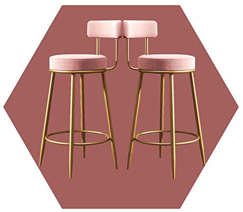 2 Velvet Barhocker, Küchen Wohnzimmer Hochstuhl, Essstuhl mit Rückenlehne und Fußstütze zum Entspannen, für Home Kitchen Wohnzimmer Bar Counter 65 cm