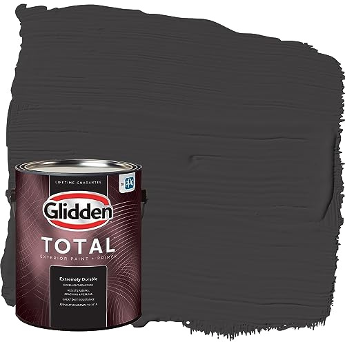Glidden Total Exterior Paint & Primer All-in-One, Black Magic/Black, Semi-Gloss, 1 Gallon