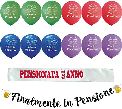 jenich Striscioni Finalmente in Pensione Fascia Fasce Pensione Banner Bandiera Ghirlanda Festone Retirement Palloncino Finalmente in Pensione Decorazioni per Festa di Pensionamento