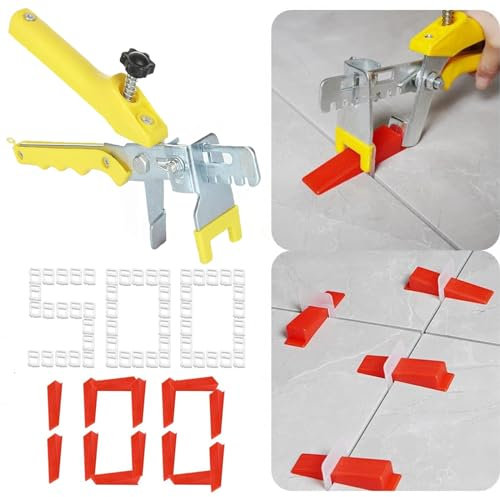 SENENQU Lot de 601 Système de Nivellement Leveller de Carrelage, 2 mm Croisillon Carrelage Autonivelant, Kit de Nivellement pour Carrelage(500 Clips + 100 Cales + 1 Pince)