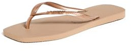 Havaianas womens Slim Square Logo Metallic Flip-flop, Rose Gold, 6