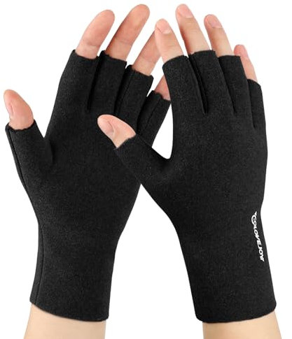 AYPOW Fingerlose Handschuhe Damen, Winter Thermal Darlon Winddichte Handschuhe mit Fleece Futter, Halbfinger Handschuhe Tägliches Fahren Arbeiten Tippen Schreiben Handschuhe Fäustlinge Geschenke Damen