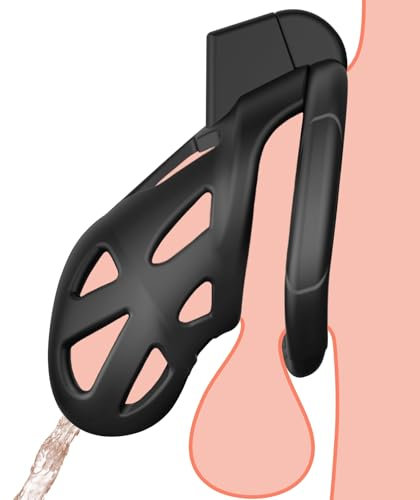 Gabbia di castità maschile Gabbia per il pene bloccata Cintura di castità per l'esercizio del pene con anelli di 3 dimensioni e blocco invisibile (nero)