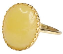 YILDEX Damen S925 Sterlingsilber Ringe Mode Natürliche Bernsteinringe Einfaches Design Gelbe Edelsteinringe