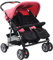 Poussette Double, Poussette pour Jumeaux Pliable Poussette à deux places Rose et noir Acier