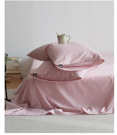 Bettlaken Betttuch Laken Leintuch Haustuch aus 100% langstapeliger Baumwolle ohne Gummizug Superweiches Atmungsaktives vielen Größen und Farben(Pink,245x250cm)