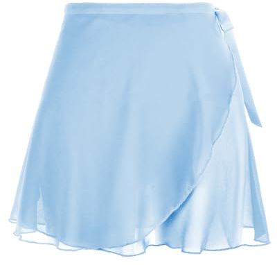 Yolev Falda de Ballet para Mujer Falda Envolvente Falda de Baile de Gasa Lazos de Cintura Ajustables Falda de Ballet para Gimnasia Azul Claro