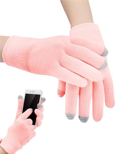 UEIOAVL Guanti idratanti 1 paio di guanti touch screen rosa guanti touch screen guanti idratanti da donna guanti in cotone per neurodermite guanti in maglia