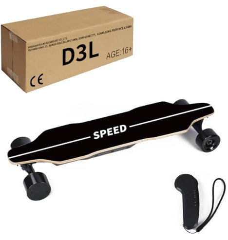 ToyGhillied Elektro Skateboard, Vierrädriges Longboard mit Zwei 450W Nabenmotoren, Wasserdichtes, Stoßabsorbierendes Skateboard, Maximale Belastung 100KG, 38KM/H, 15-20KM