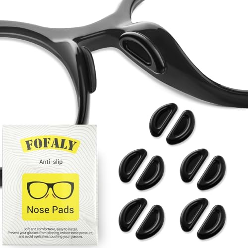 FOFALY Eyeglass Nose Pads, Anti Slip Nose Pads for Glasses, Soft Comfortable Silicone Cushions for Sunglasses, Reduce Pressure and Prevent Slipping for Glasses (5 Black Pairs)