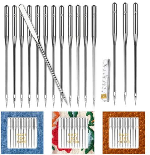 Robuste Nähmaschinennadeln, Universalgröße 90/14, 100/16, 110/18, Nähmaschinennadeln für Leder, Jeans, Leinen, dicker Stoff, Herbstmantel, 60 Stück